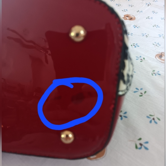 NWOT Black & White Houndstooth With Red Patent Leather Shoulder Bag - Picture 4 of 6